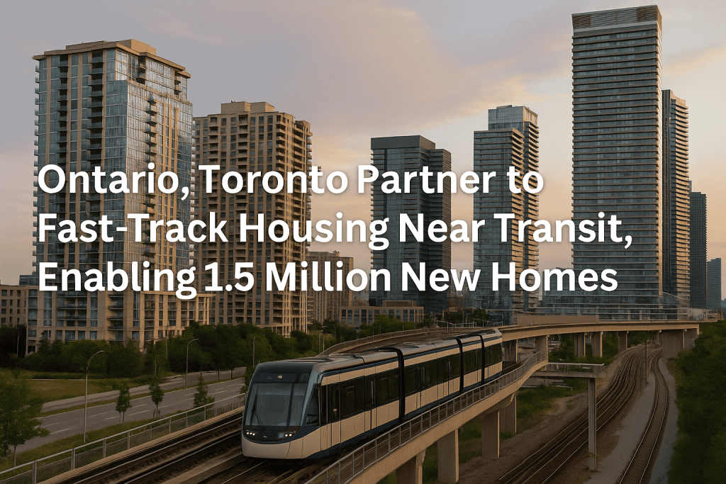 Ontario, Toronto Partner to Fast-Track Housing Near Transit, Enabling 1.5 Million New Homes