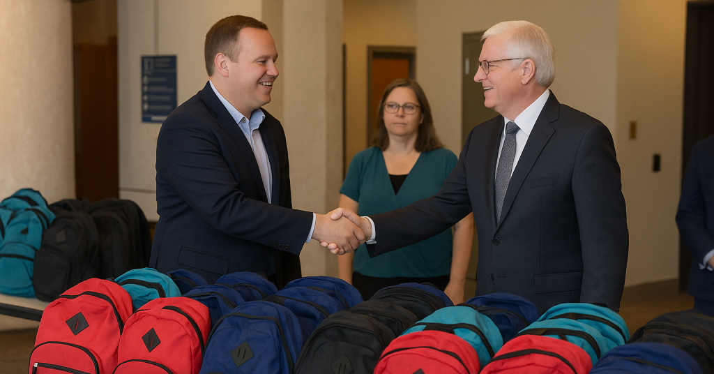 Barrie Mayor Donates 750 Backpacks to Brantford Families in Need