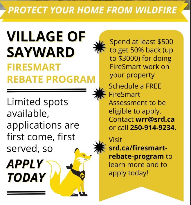 SRD launches FireSmart rebate program for Sayward homeowners to bolster wildfire defenses SRD launches FireSmart rebate program for Sayward homeowners to bolster wildfire defenses