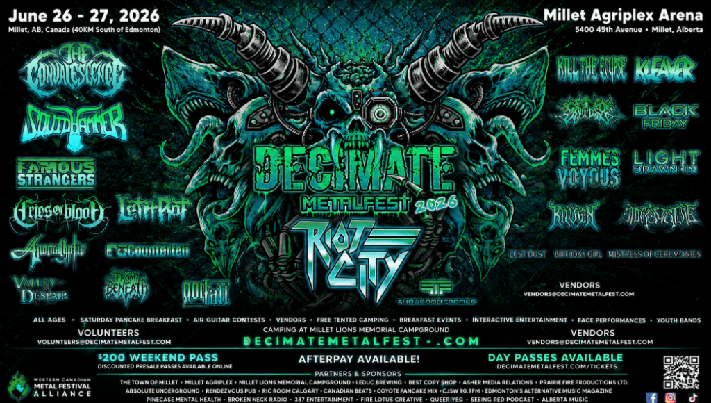 Decimate Metalfest 2026 Set to Bring Heavy Music, Arts and Community Spirit Back to Rural Alberta Decimate Metalfest 2026 Set to Bring Heavy Music, Arts and Community Spirit Back to Rural Alberta
