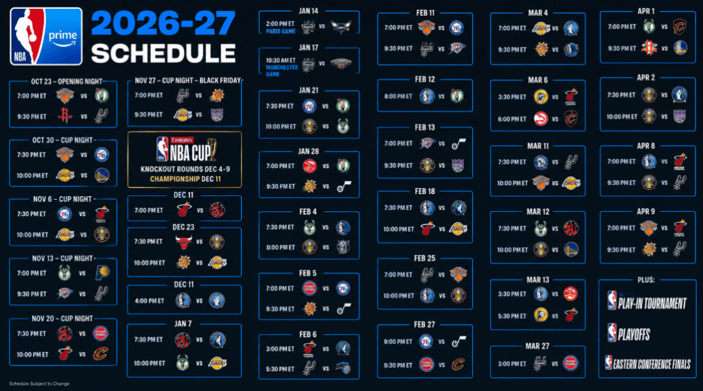 NBA on Prime Arrives in Canada With Expanded 2026-27 Basketball Schedule NBA on Prime Arrives in Canada With Expanded 2026-27 Basketball Schedule